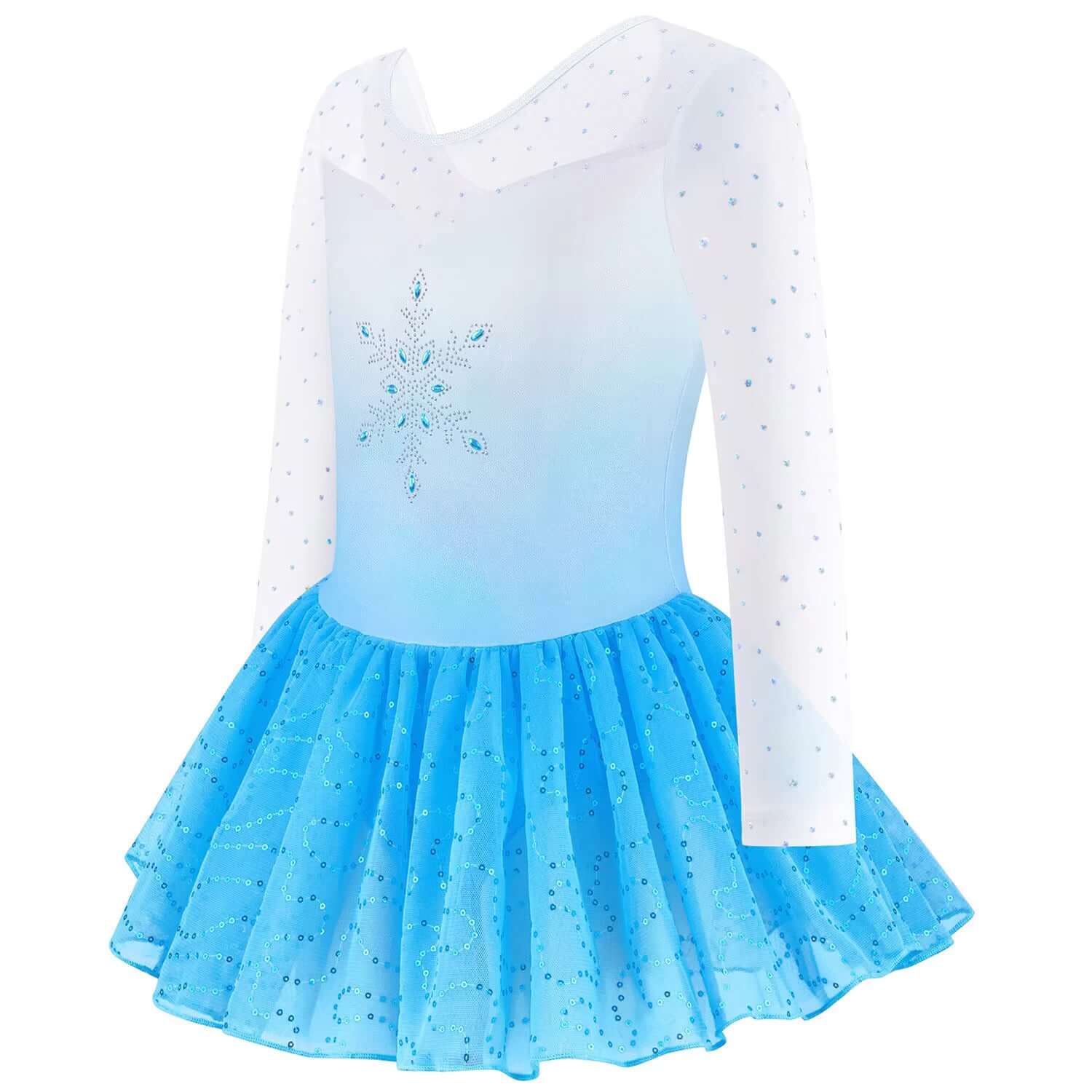 Frozen fimleikabolur með pilsi - langerma fyrir börn