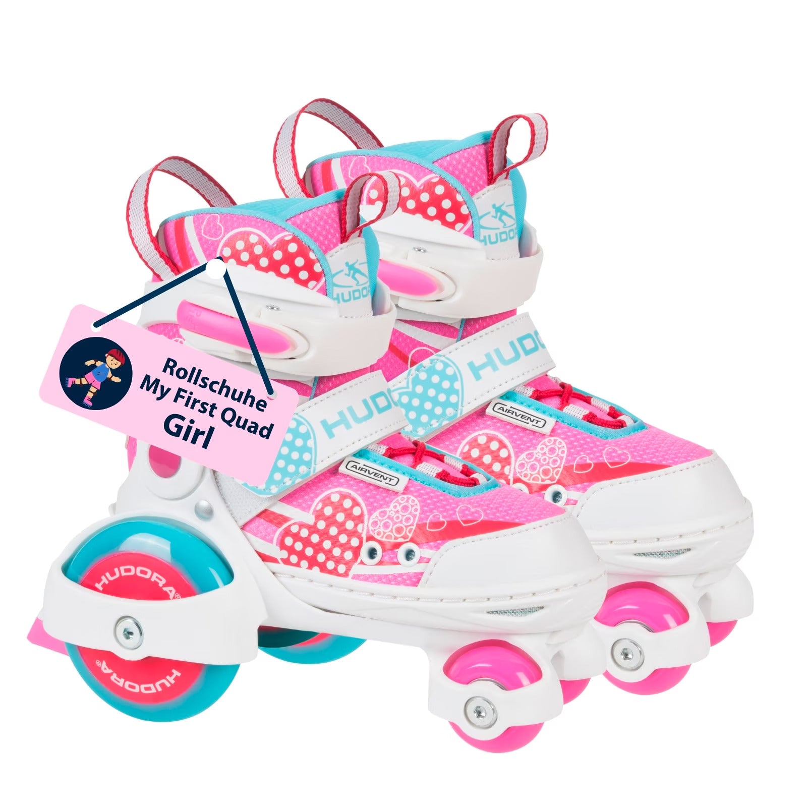 Hjólaskautar - bleikir - stækkanlegir - byrjendur