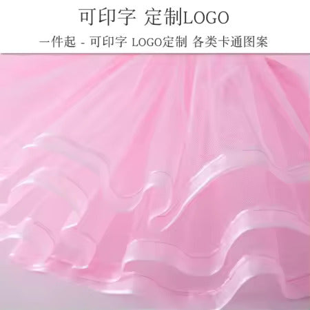 Ballettkjóll langerma - Bleikur - með tjúllpilsi