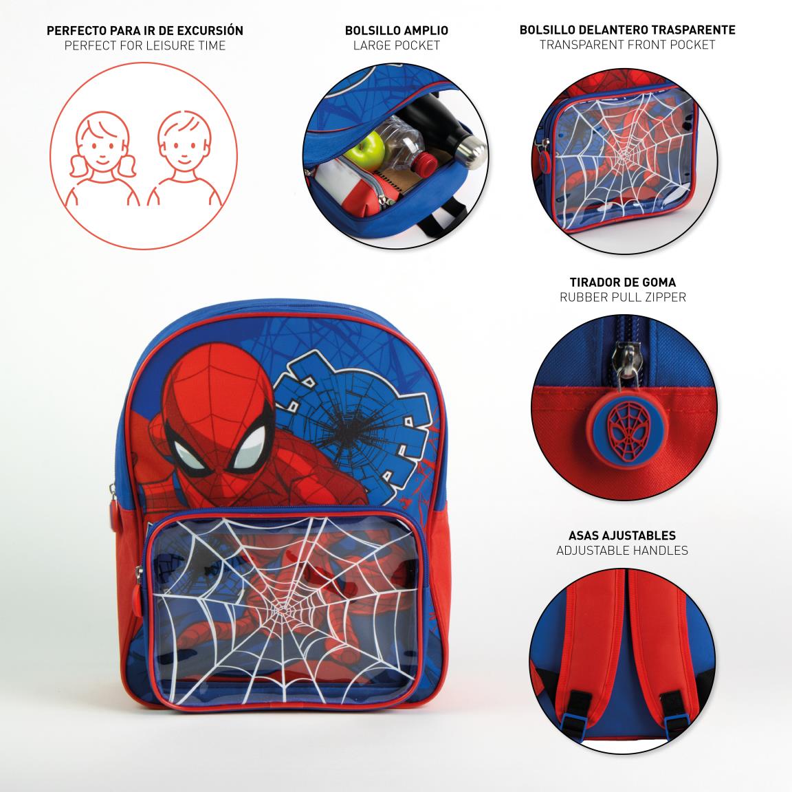 Bakpoki Spiderman - glært hólf