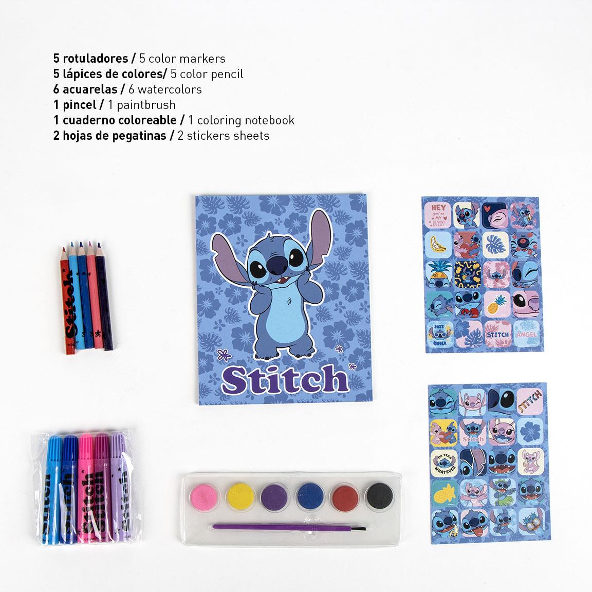 Stitch bakpoki með litasetti og límmiðum