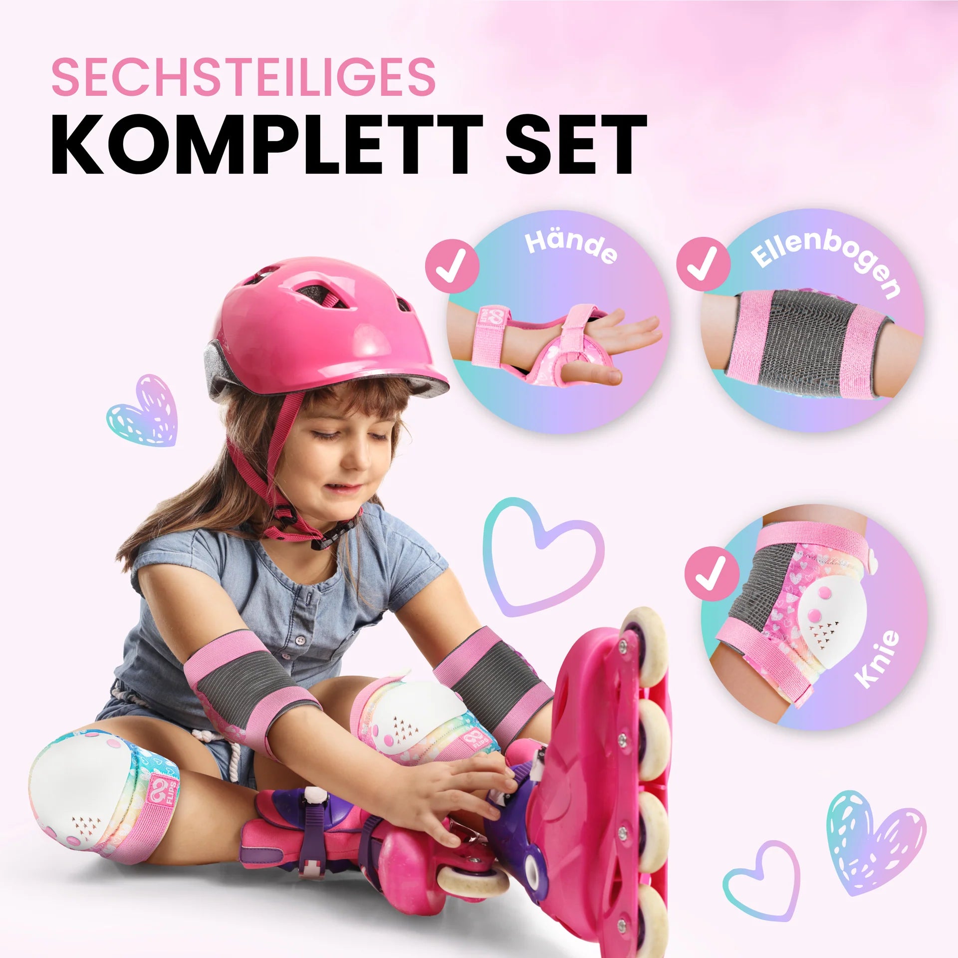 Hlífarsett - bleikt með hjörtum