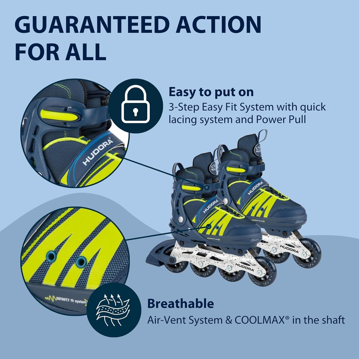 Línuskautar - Comfort - Bláir - stækkanlegir