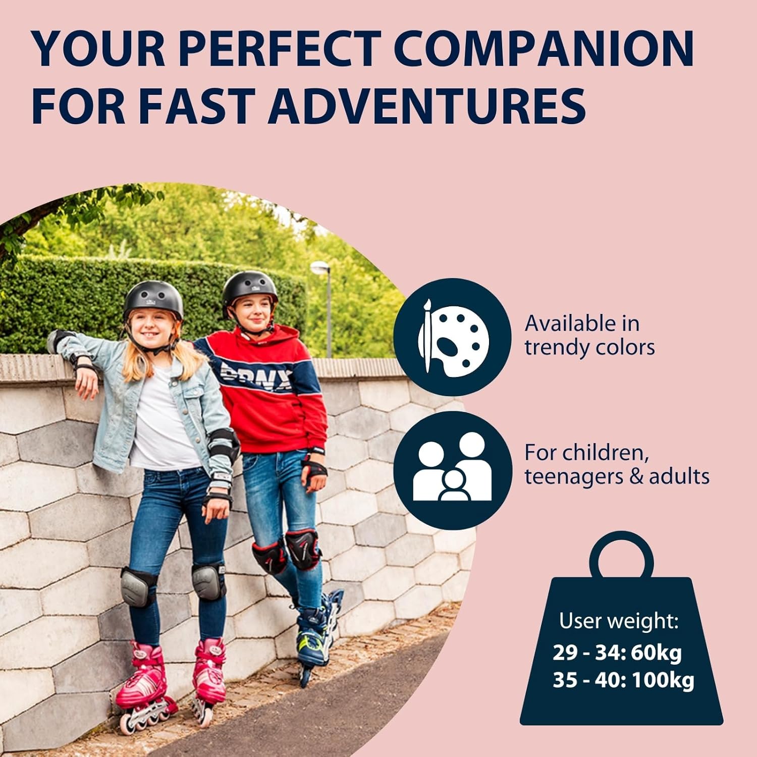 Línuskautar - Comfort - rauðbleikir - stækkanlegir