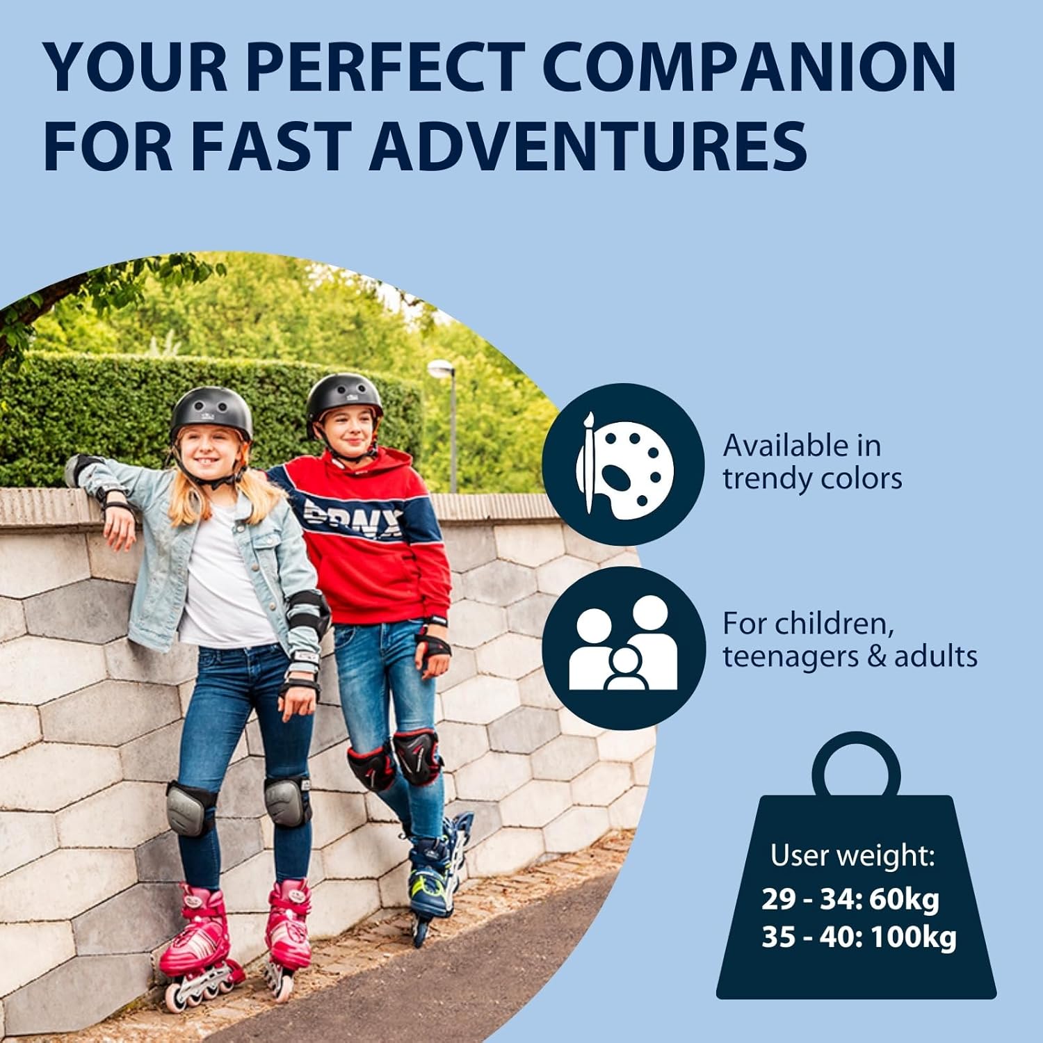 Línuskautar - Comfort - Bláir - stækkanlegir