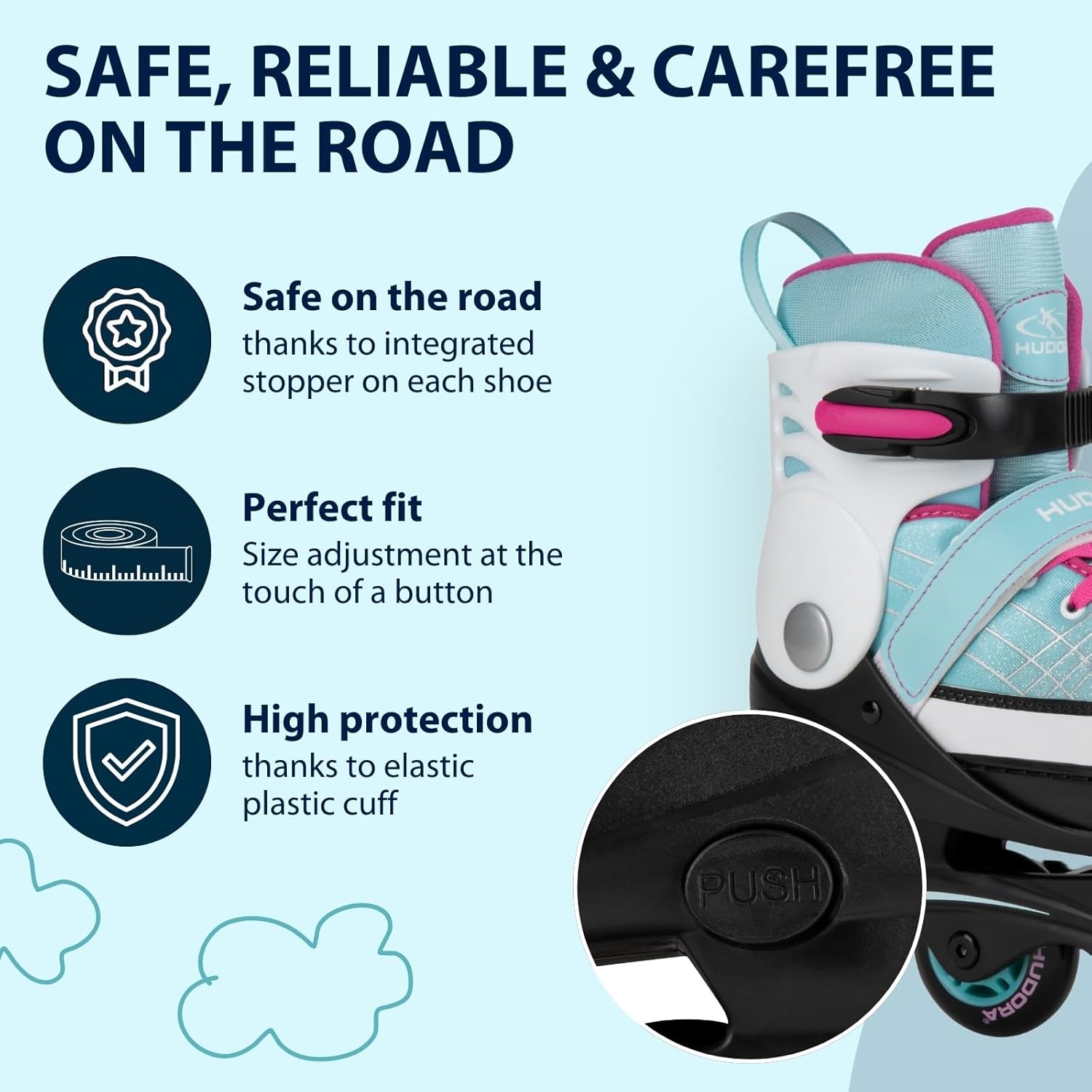 Línuskautar - Basic - Mintublár - stækkanlegir