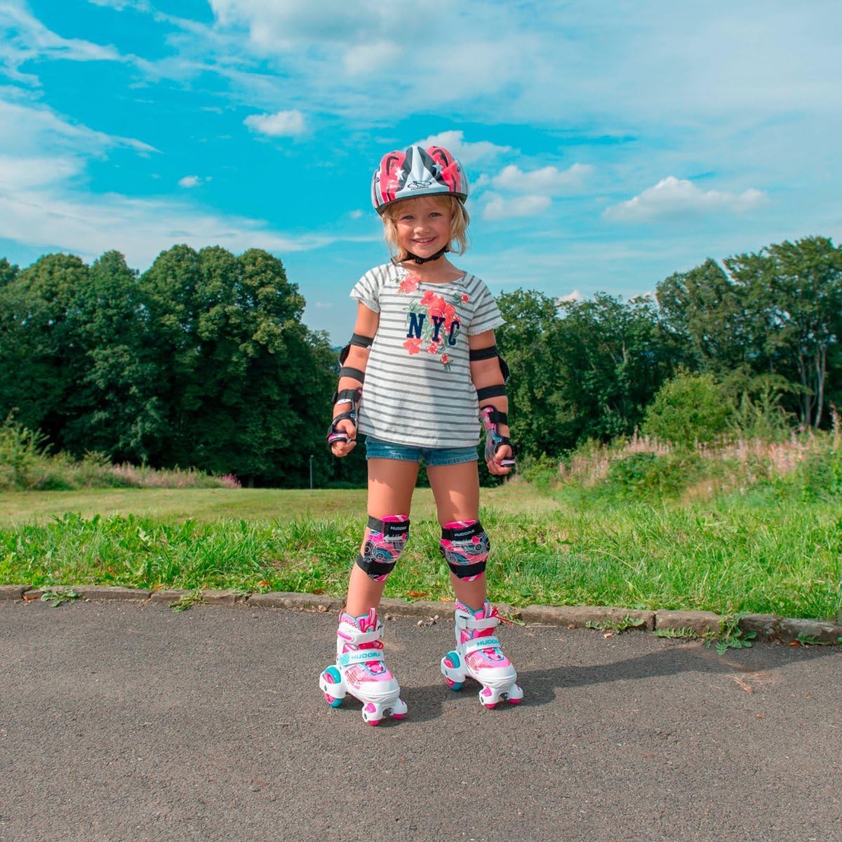 Hjólaskautar - bleikir - stækkanlegir - byrjendur