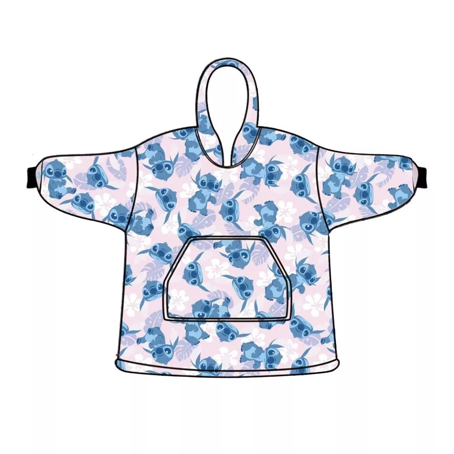 Kósýpeysa Stitch bleik með bláum Stitch 3-6 ára