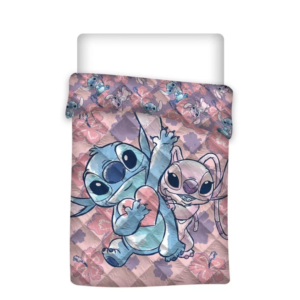 Rúmteppi Stitch - Bleikt