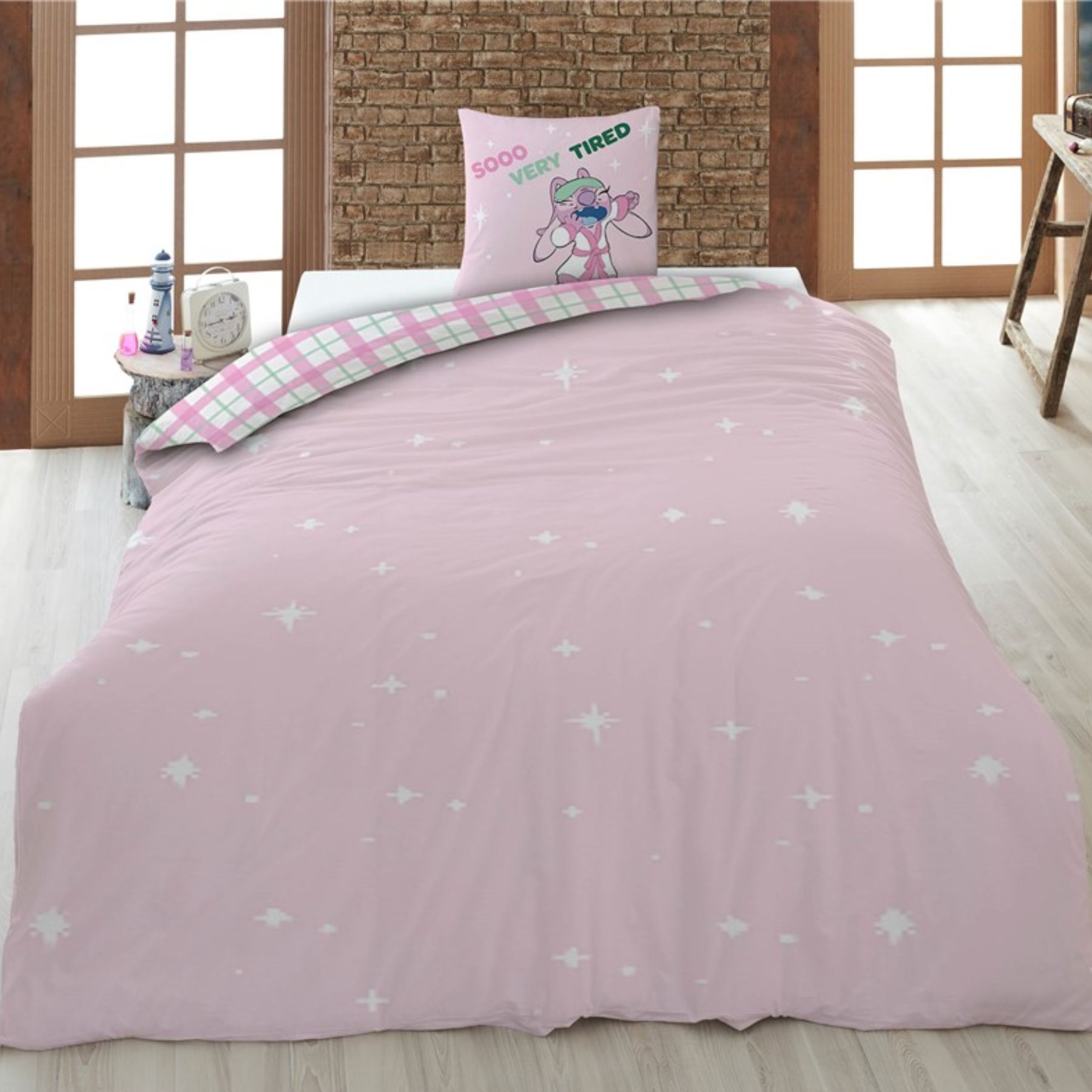 Rúmföt - Stitch bleikt