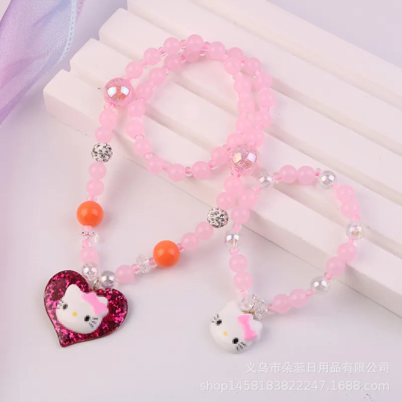 Hálsmen perlu hálsmen og armband Hello Kitty