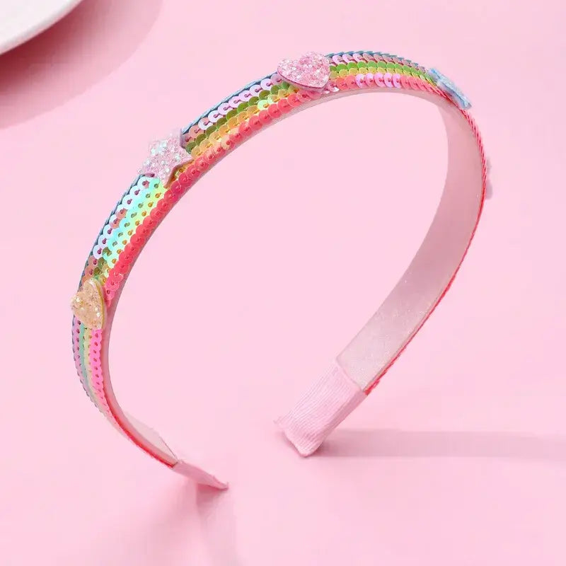 Háspöng  með pallíettur í regnbogalitum