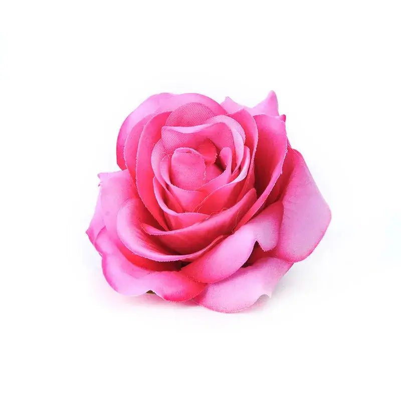 Pink flower hair accessory "Blóm með spennu" - handmade, elegant design for daily wear and dance. Soft cloth material.