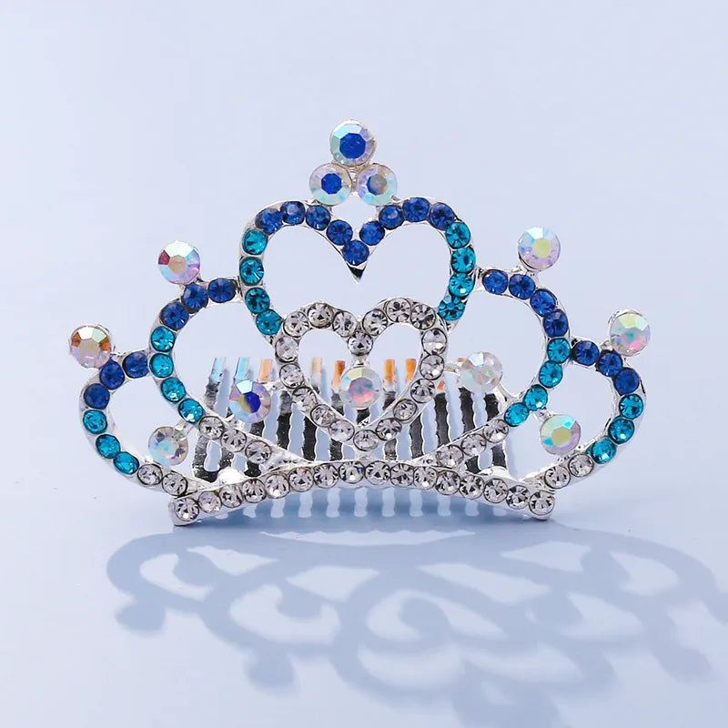 Rhinestone prinsessukróna með greiðukambi – 4 litir