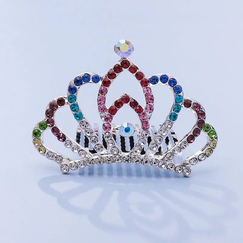 Rhinestone prinsessukróna með greiðukambi – 4 litir