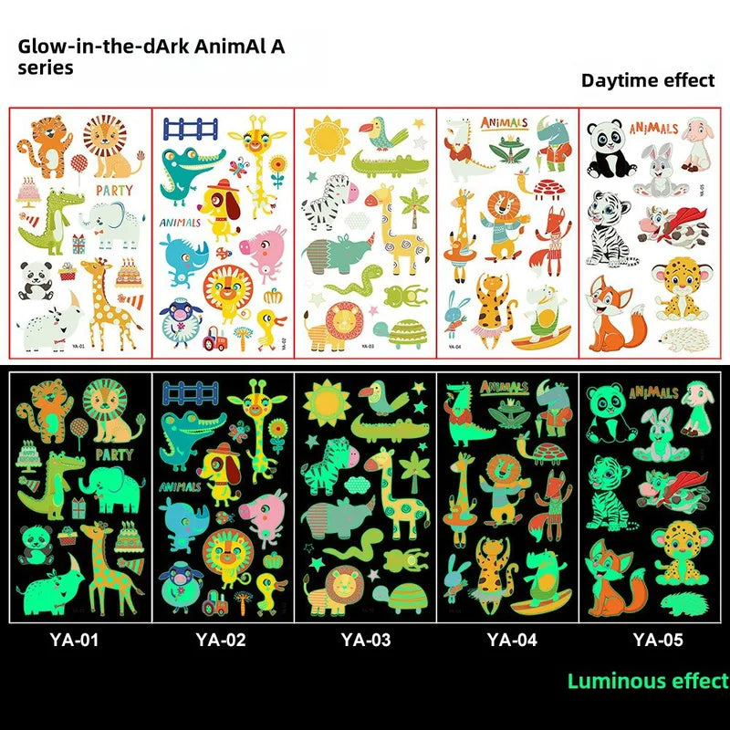 Tatto dýramyndir A - glow in the dark 5 arkir
