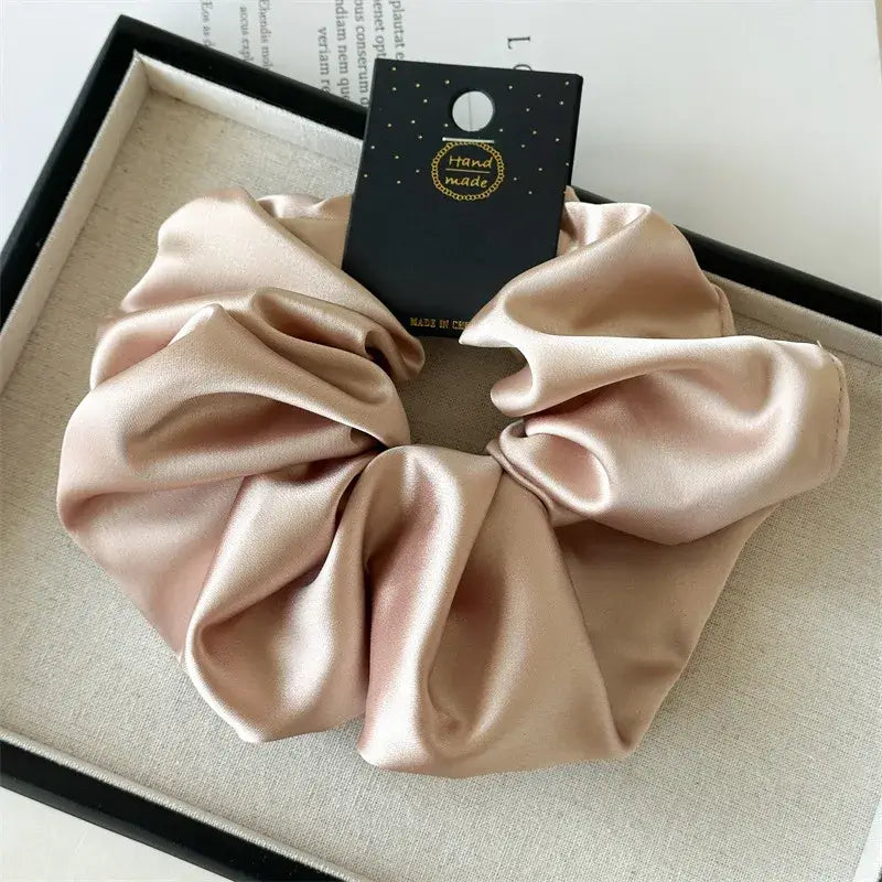 Hárteygjur - Satin - nokkrir litir, elegant satin scrunchie, handmade solid color hairband for women.