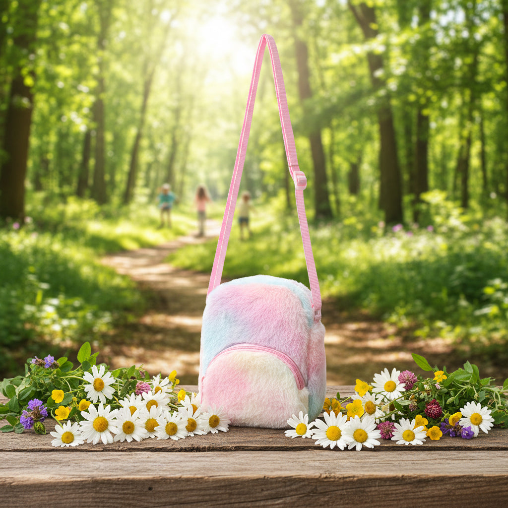 Axlartaska – Regnboga loðin