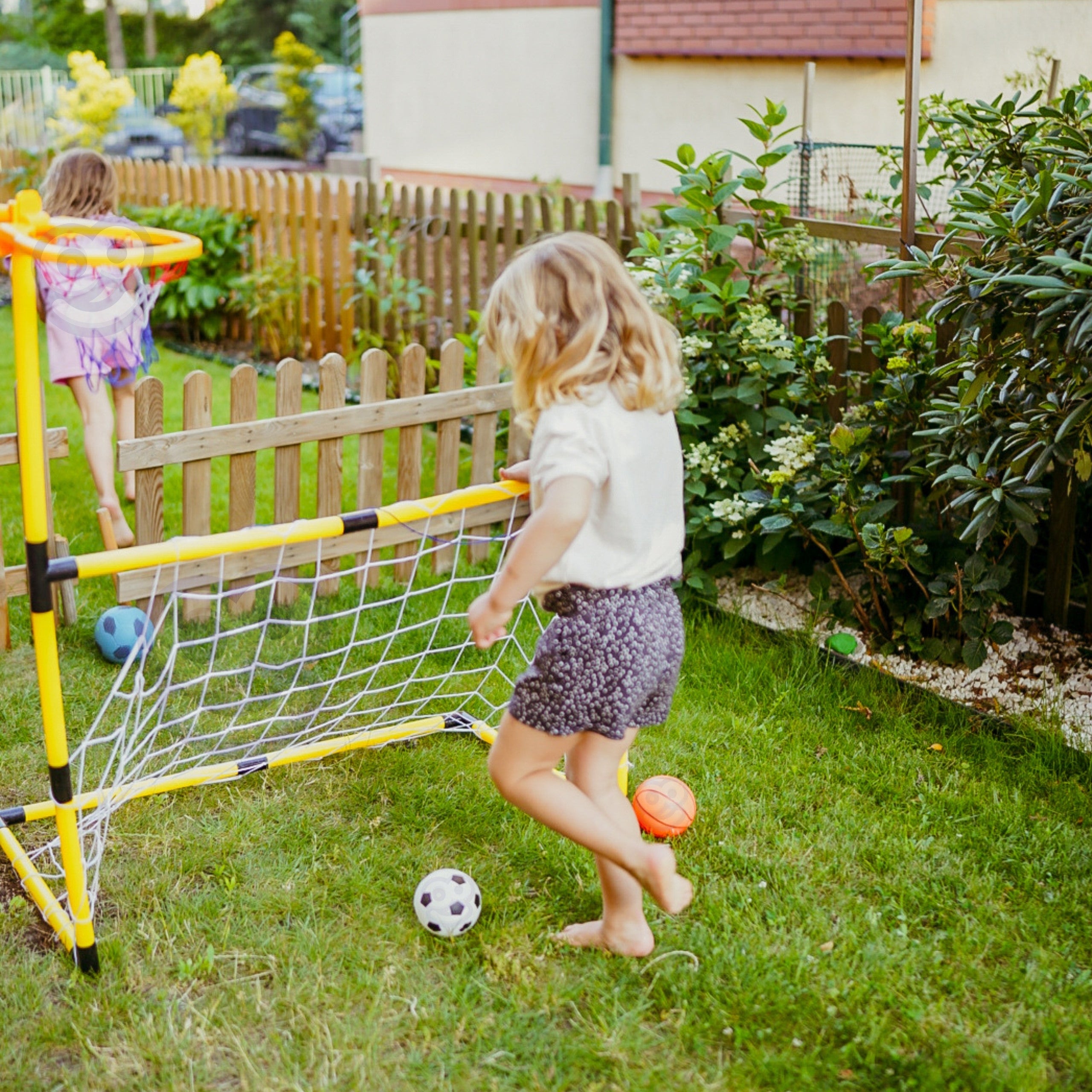 WOOPIE 2-í-1 Körfubolti og Fótbolti — Mörk og Karfa með Boltum
