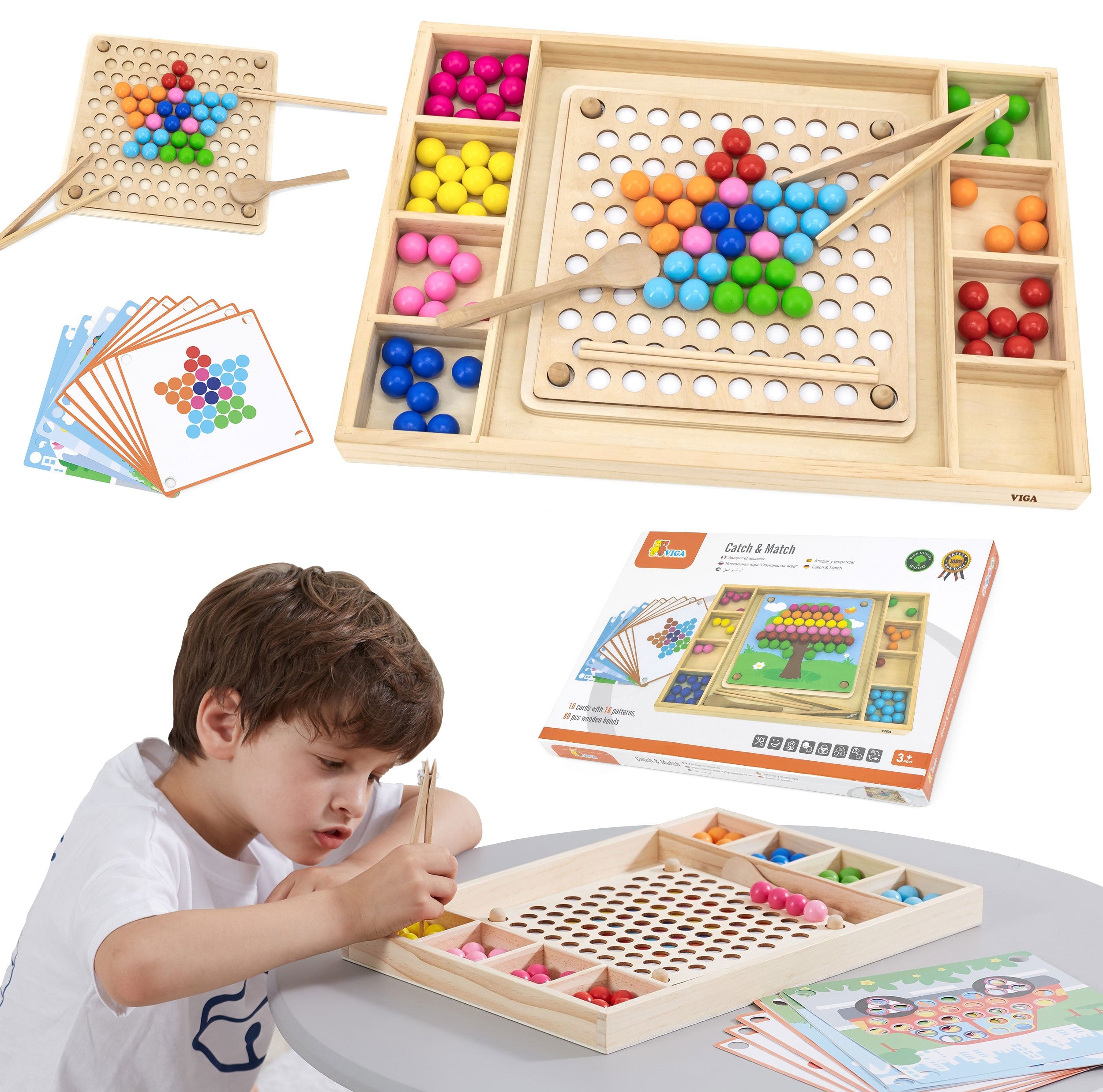 VIGA Viðar Kúluleikur — Gríptu og Paraðu Montessori