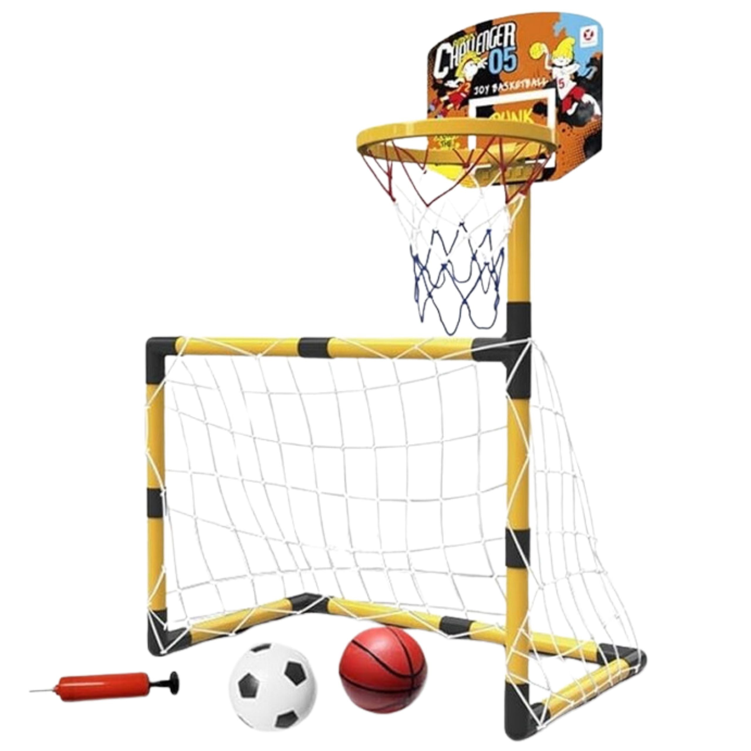 WOOPIE 2-í-1 Körfubolti og Fótbolti — Mörk og Karfa með Boltum