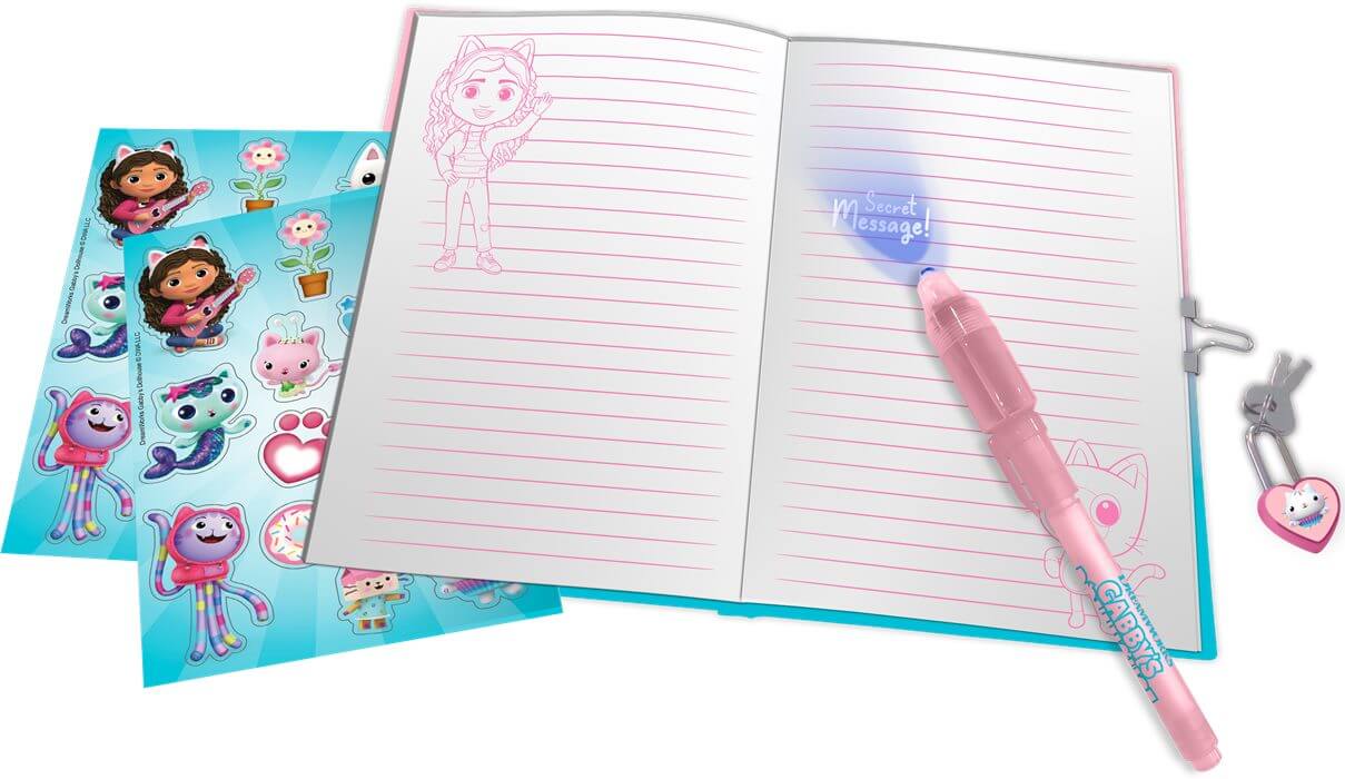 Gabby's Dollhouse leynidagbók með töfrapenna og UV vasaljósi
