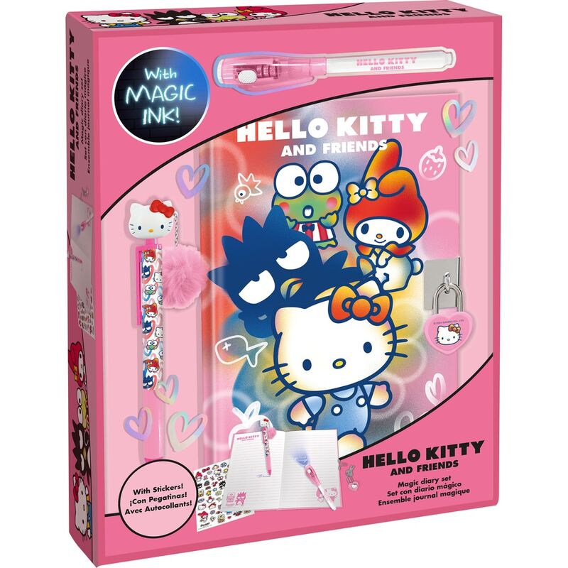 Hello Kitty leynidagbók með töfrapenna og UV ljósi. Ósýnilegt blek og límmiður. Panta á Pollýönnu.is