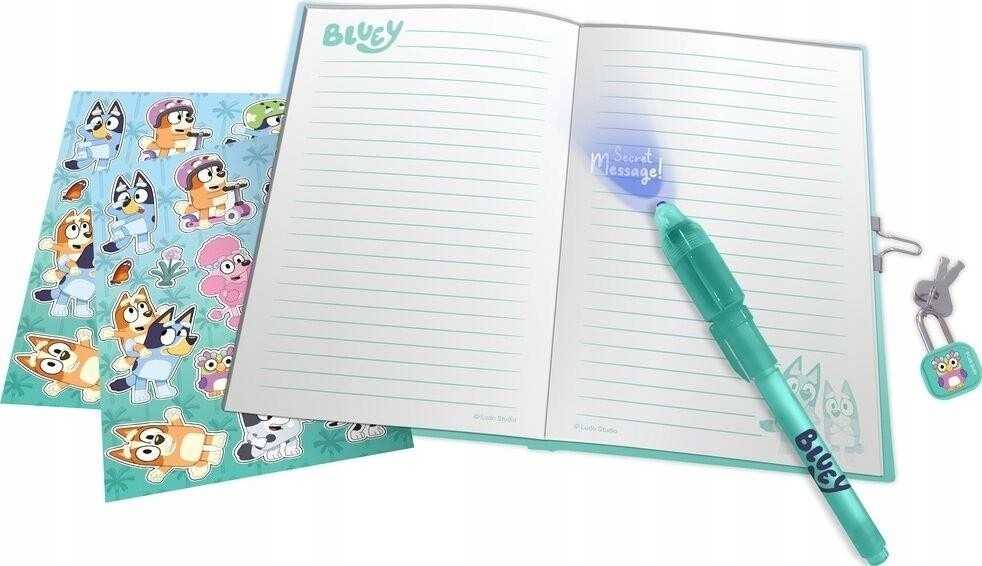 Dagbók með límmiðum og penna - Bluey - Blæja