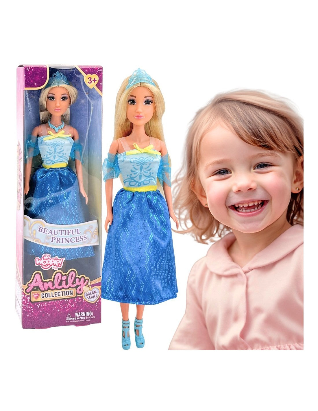 Lily Prinsessudúkkan – WOOPIE | Blá ballkjólsdúkka með krónu
