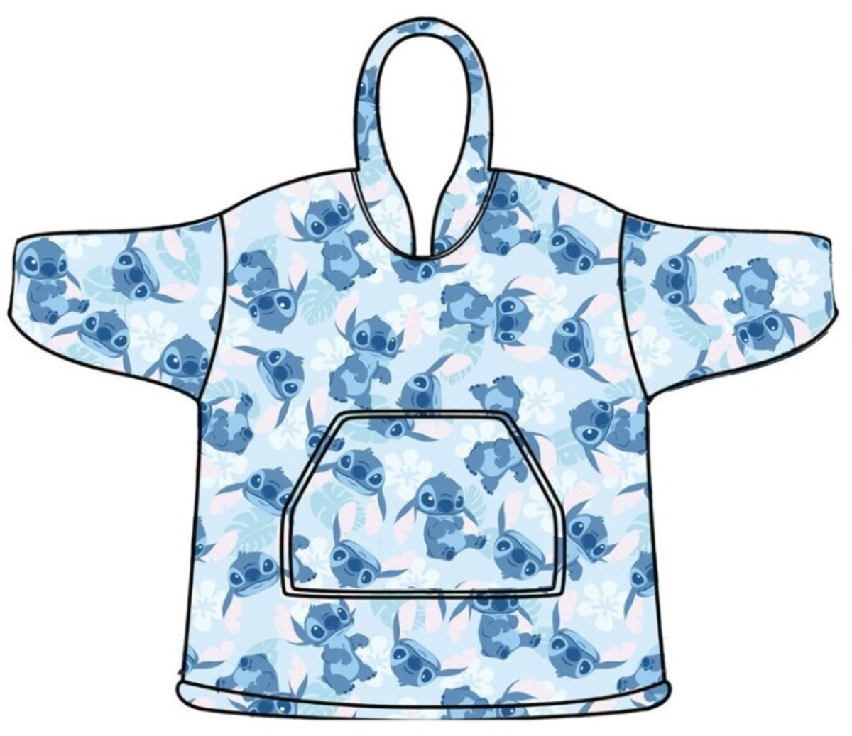 Kósýpeysa   Stitch blá með bláum Stitch 7-14 ára