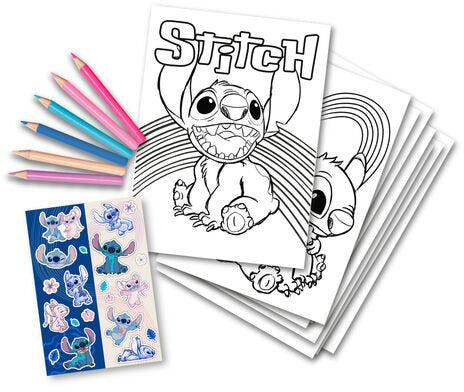 Litabók, litir og límmiðar - Stitch