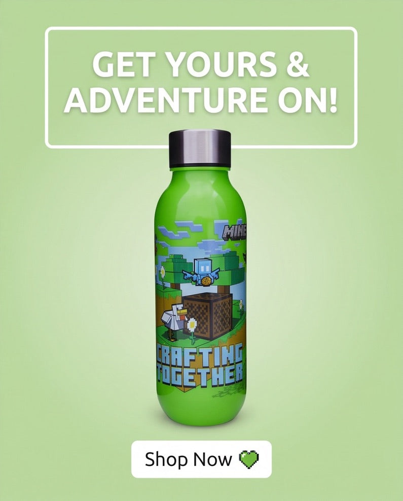 Minecraft Crafting Vatnsbrúsi með skrúfloki 640 ml
