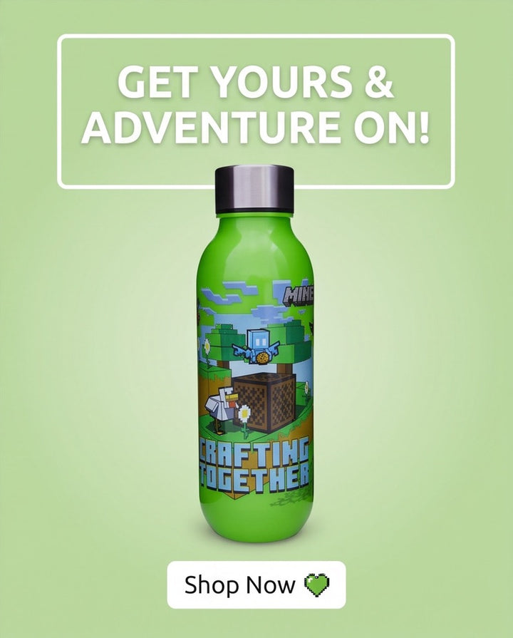 Minecraft Crafting Vatnsbrúsi með skrúfloki 640 ml