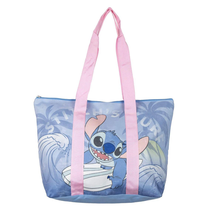 Stitch strandtaska með Stitch að surfa á öldu