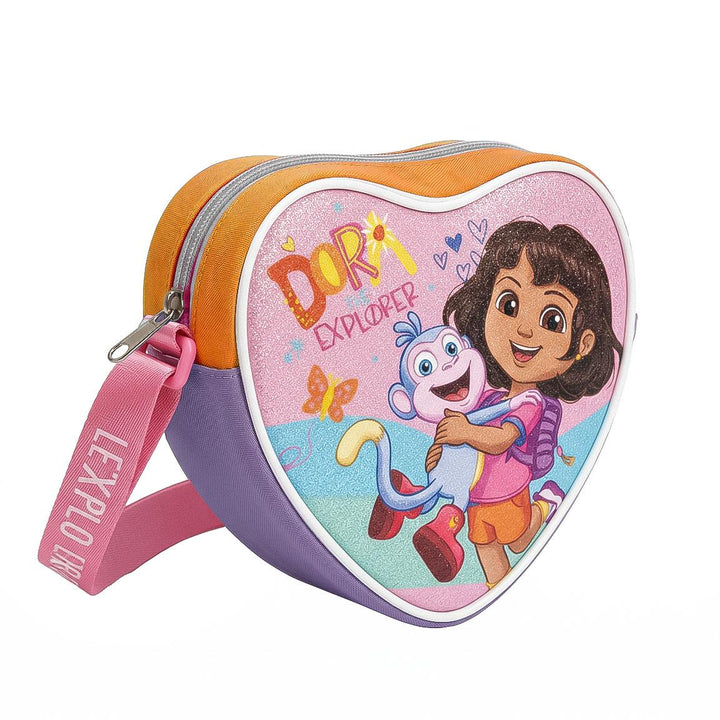 Dora hjartataska með Dóru og Boots á glitrandi framhlið