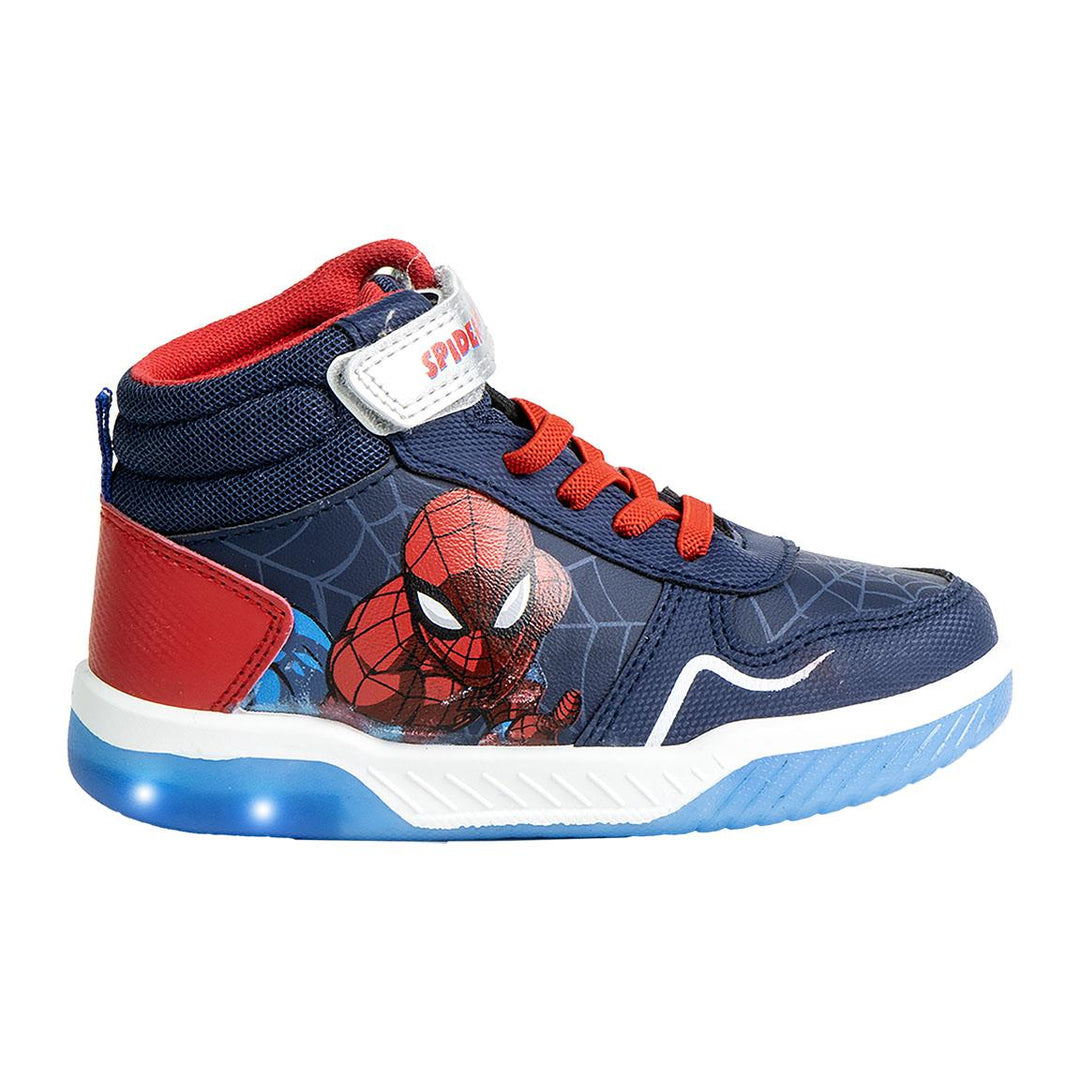 Strigaskór - Spiderman - uppháir - Bláir og rauðir - blikkljós