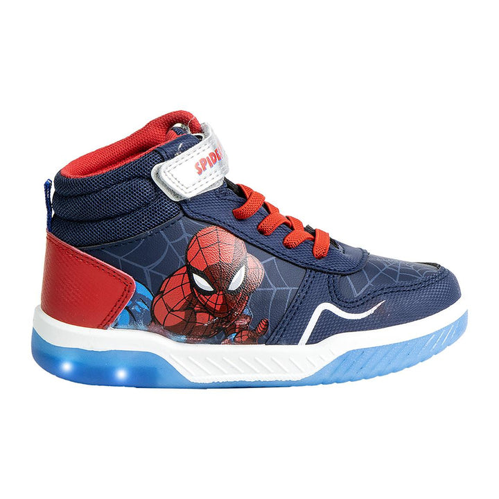 Strigaskór - Spiderman - uppháir - Bláir og rauðir - blikkljós