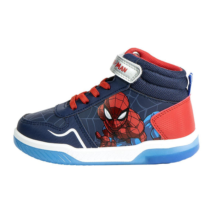 Strigaskór - Spiderman - uppháir - Bláir og rauðir - blikkljós