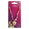 Disney Princess necklace with colorful beads and princess charms on a pink background packaging.