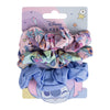 Disney Stitch scrunchies 3-pack featuring colorful patterns and designs on a display card.