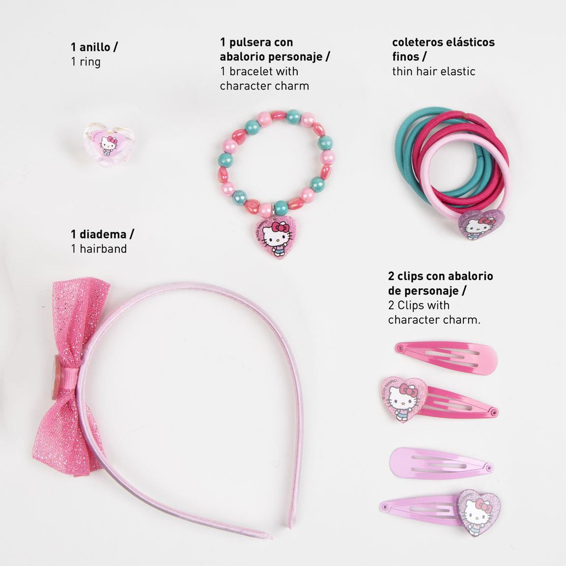 Hár og skartgripa sett - Hello Kitty