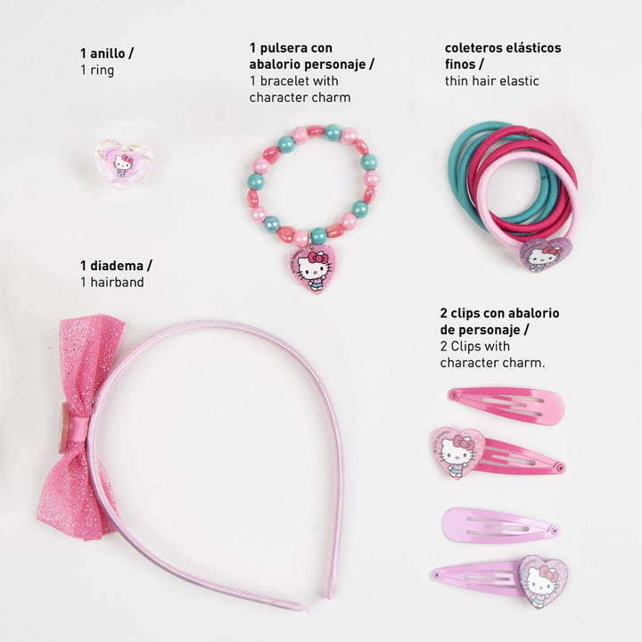 Hár og skartgripa sett - Hello Kitty