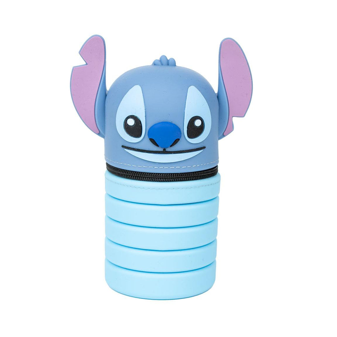 Pennaveski Stitch silicone pencil case featuring a cute blue Stitch character design with removable sections for storage.