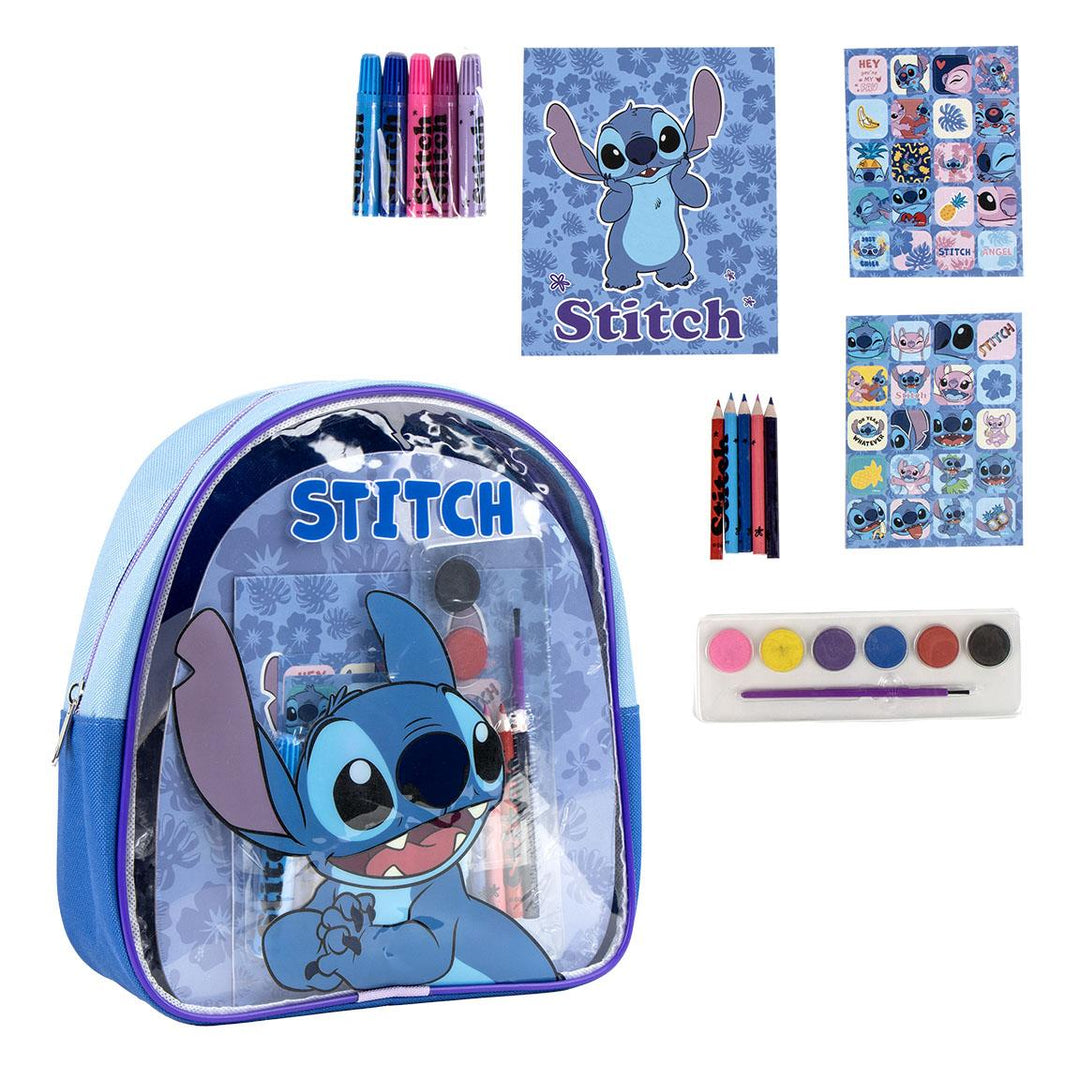 Stitch bakpoki með litasetti og límmiðum