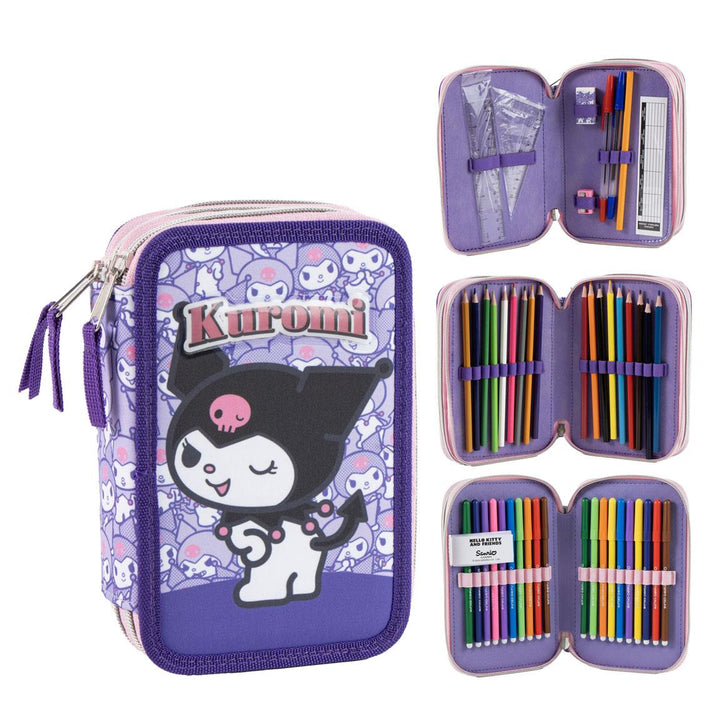 Hello Kitty og Kuromi pennaveski með aukahlutum