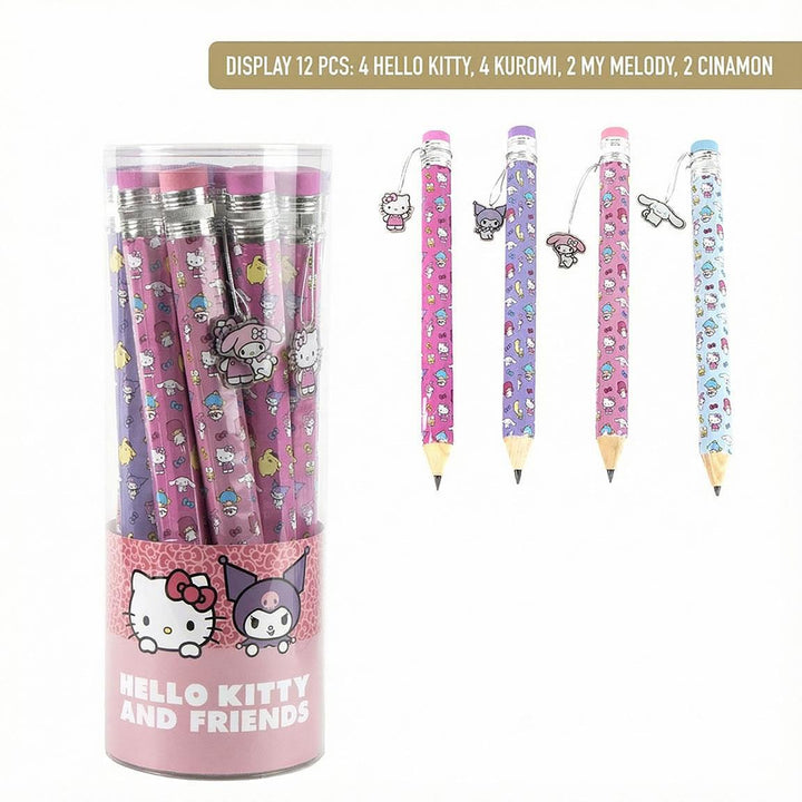 Hello Kitty stórir blýantar með strokleðri og hengiskrauti