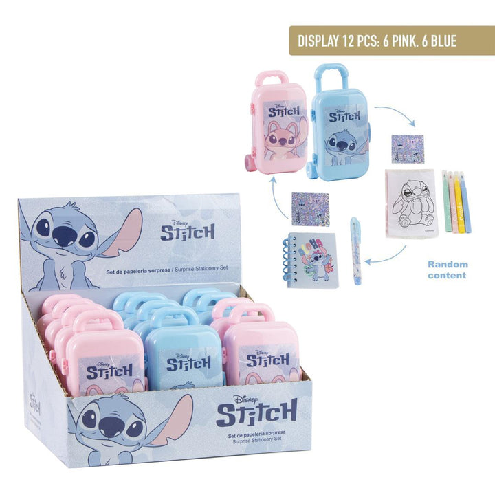Stitch skriffangasett í ferðatöskuboxi