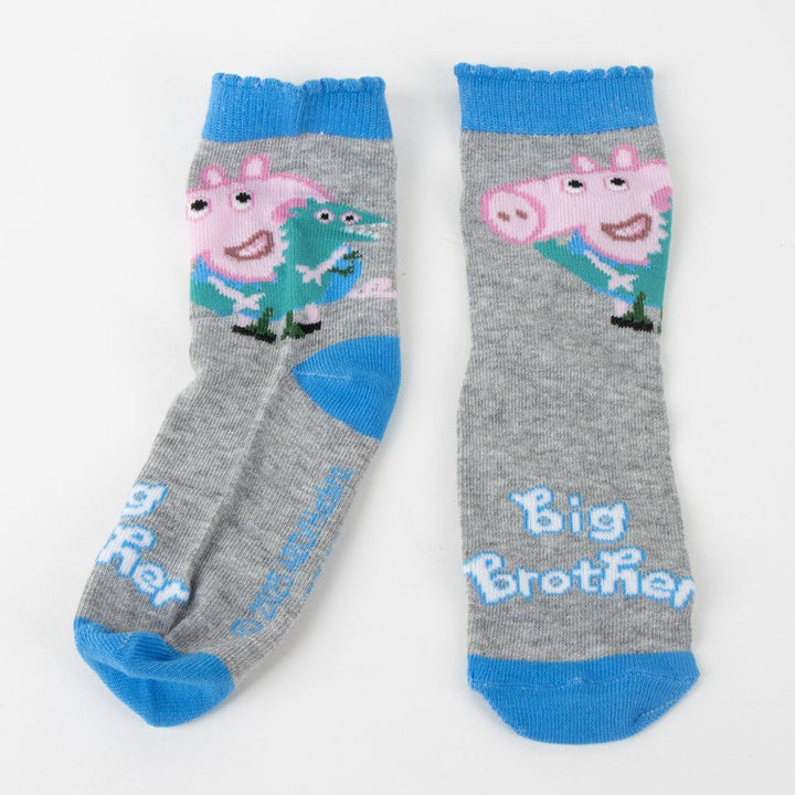 Sokkar Peppa Pig - 4 pör — gráir sokkar með George Pig og leirfífli