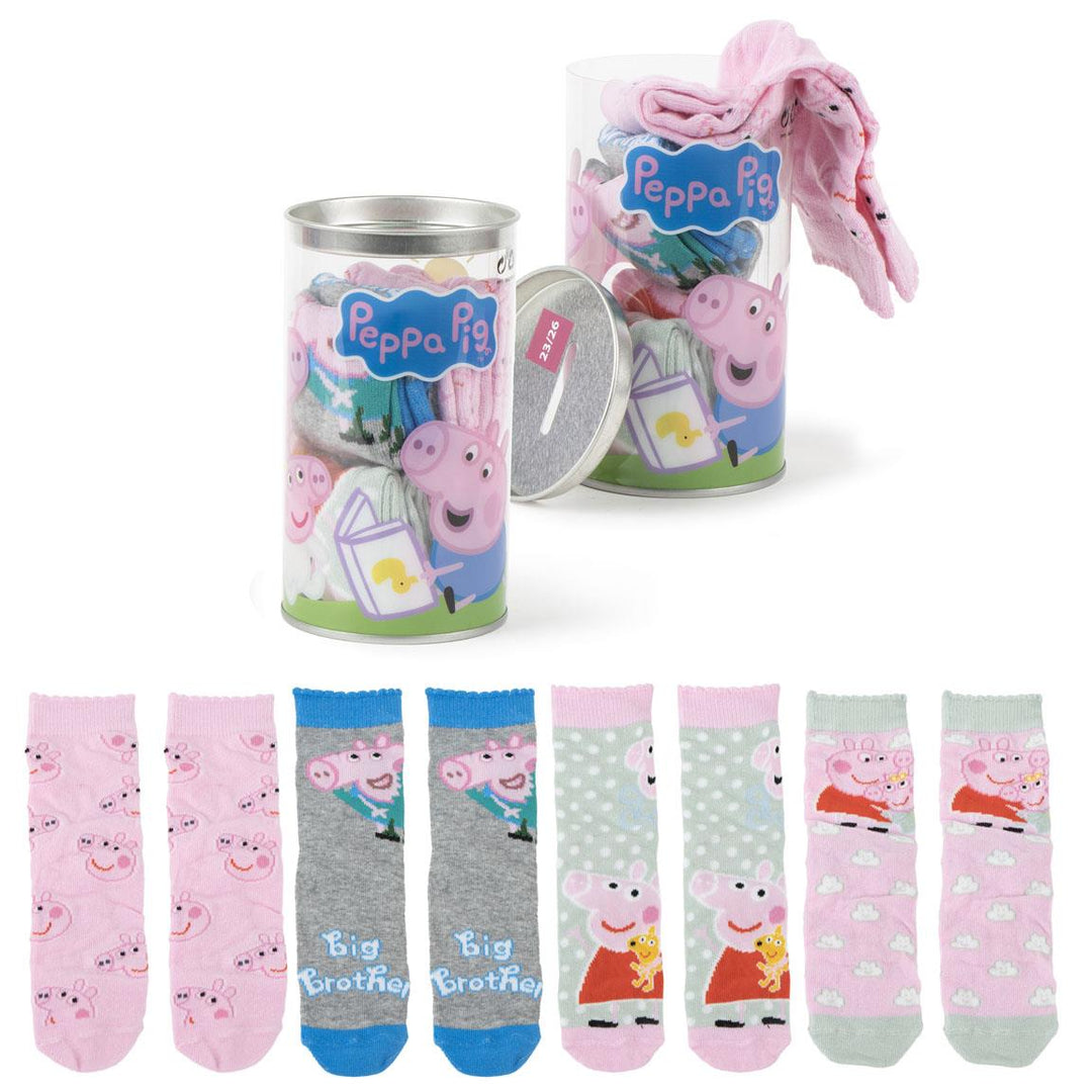 Sokkar Peppa Pig - 4 pör — sokkar í gjafadós og allar hönnanir