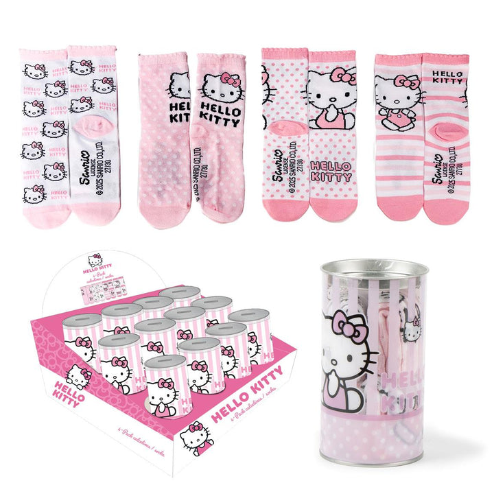 Sokkar Hello Kitty - 4 pör — hvítir og bleikir sokkar með Hello Kitty hönnun
